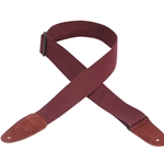 Levys 2" Cotton Guitar Strap With Suede Ends And Tri-glide Adjustment. Adjustable To 58". Burgundy Color MC8-BRG