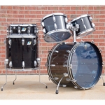 70s Ludwig Translucent Black 5 piece drum kit, 12", 13", 14", 16", 22" UBLACKVISTALITE