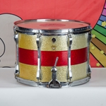 Vintage 60's Ludwig Keystone 14 x 10" Marching Snare - Red and Silver sparkle ISS25667