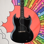 Used 2011 Epiphone SG Junior Electric Guitar - Satin Black Finish, Humbucking Pickup ISS25789