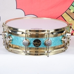 Dw Used 90s DW Edge 5 x 14" Turquoise sparkle Snare, Brass/maple ISS26347