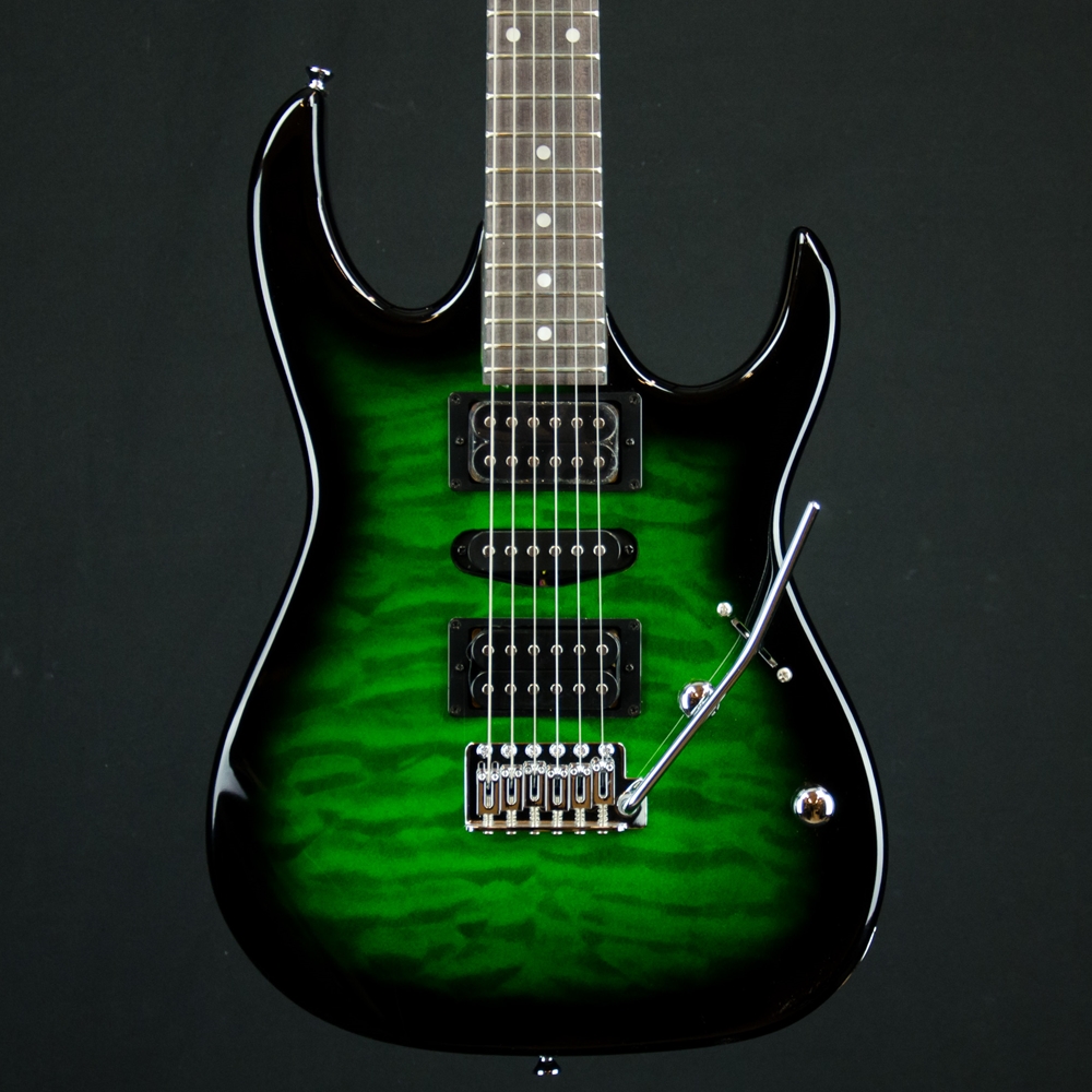 Ibanez grx70qa gio rx series deals electric guitar transparent green burst