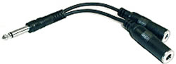 Hosa Y cable 1/4 mono to 2) female 1/4 mono - 6" YPP111