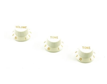 Wd 3 Pack of White Fender Style Knobs - 2 Tone, 1 - Volume KW-240