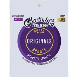 Martin M175 The Originals 80/20 Bronze Acoustic Guitar Strings Custom Light 11-52