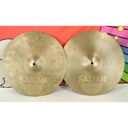 Vintage Sabian 14" Rock Hats Hi-Hat Cymbals, Hollow Logo, Early Production ISS26917